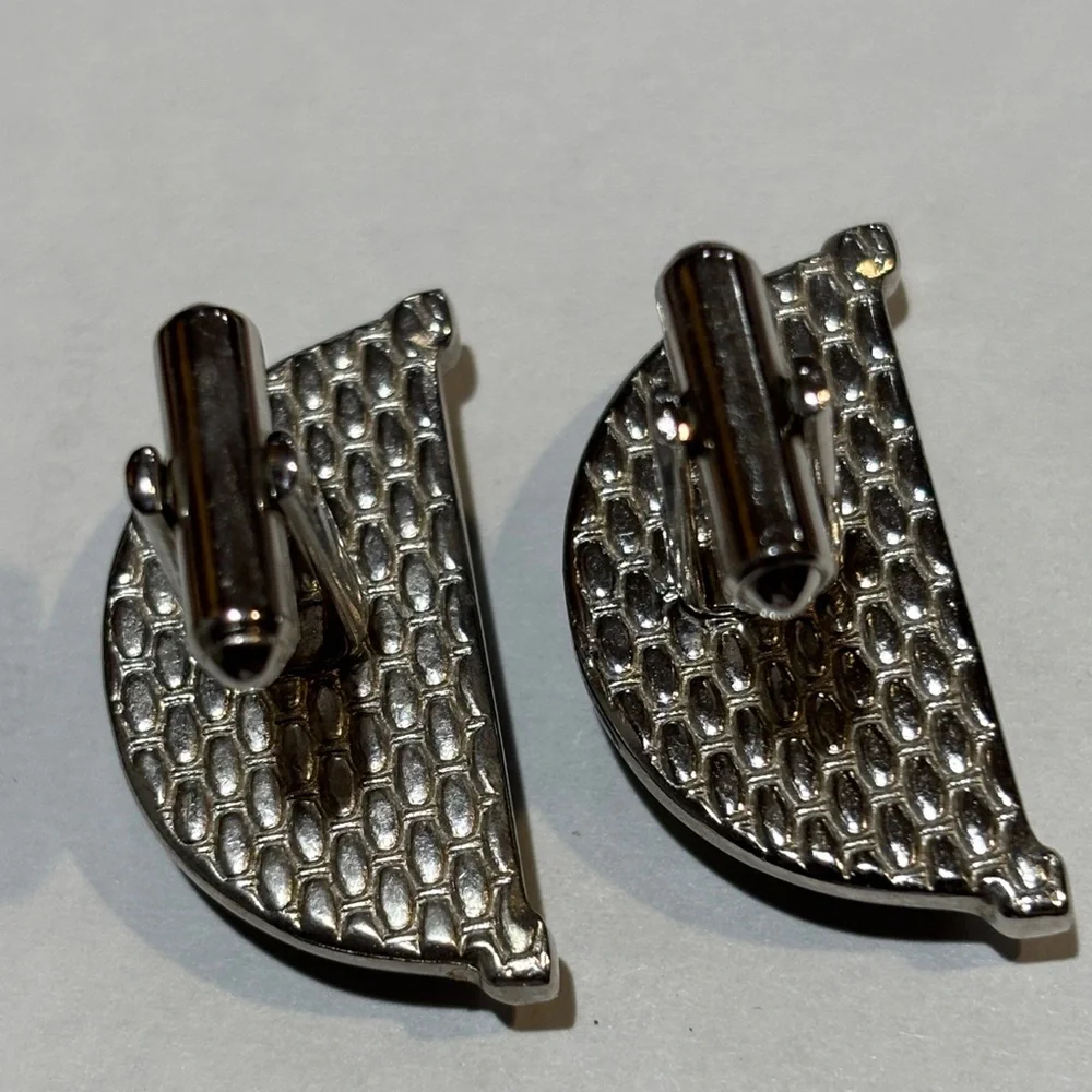 Vintage Speidel Mid Century Green Stone Cufflinks Formal Jewelry Silver-Tone